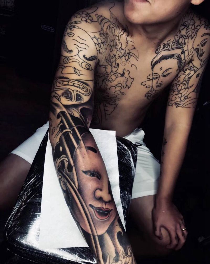 花臂未完待续纹身图片