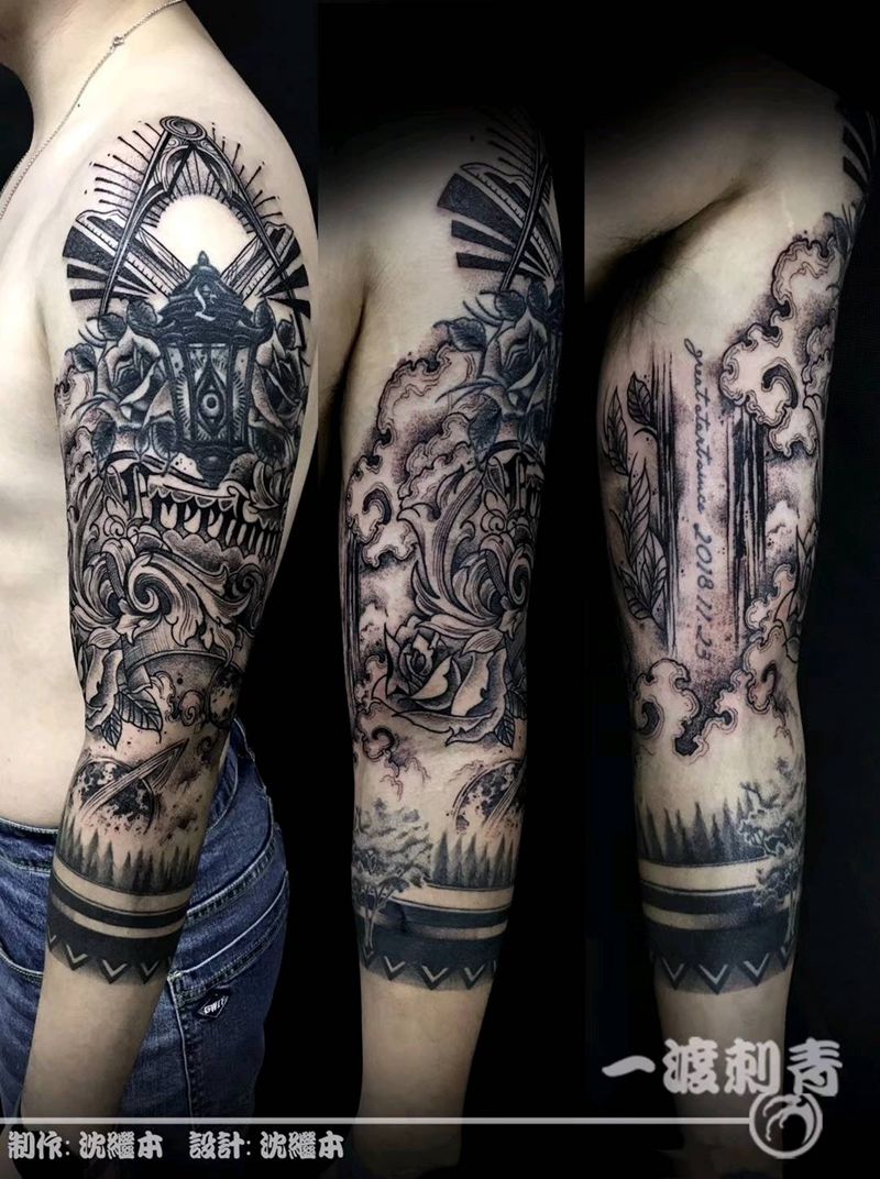 奇卡诺纹身图片_手臂点刺纹身图案