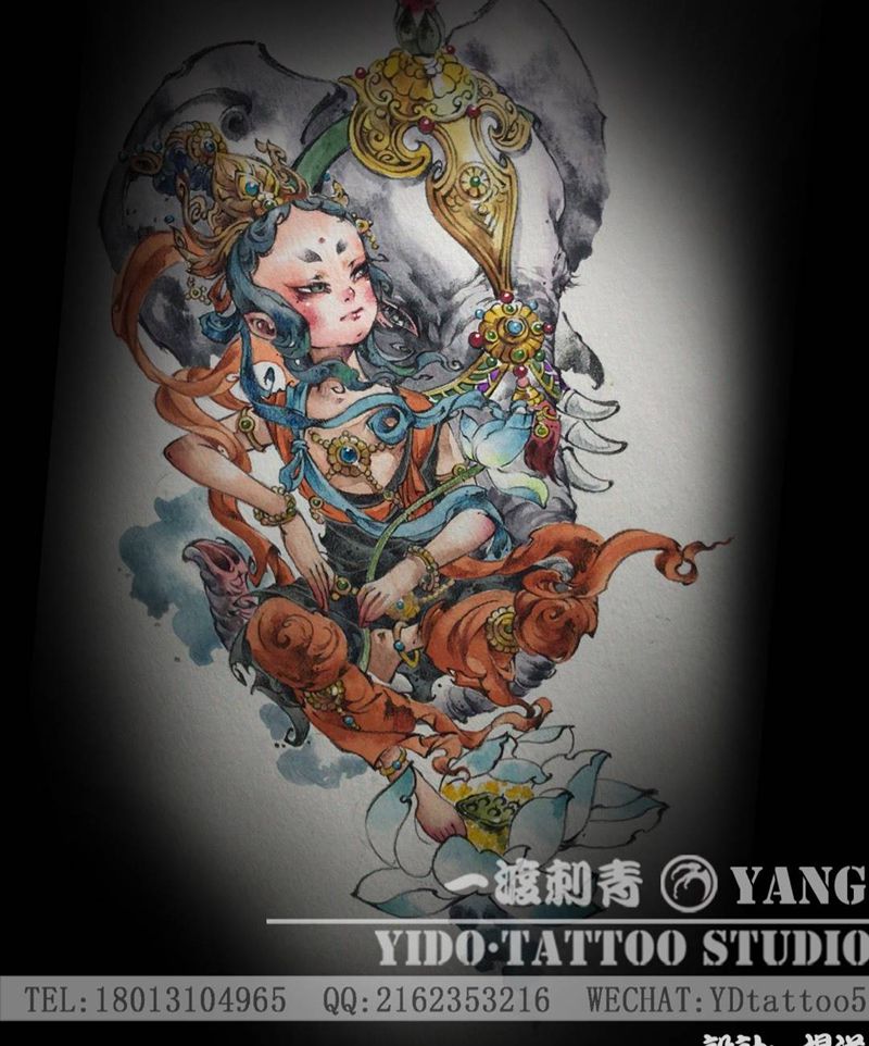 普贤菩萨纹身图片