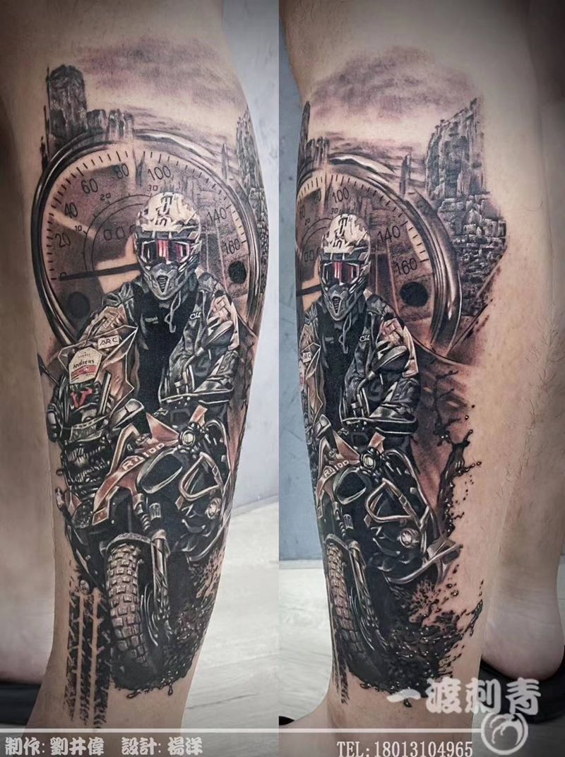 飞驰梦想纹身图片_脚部欧美写实纹身图案