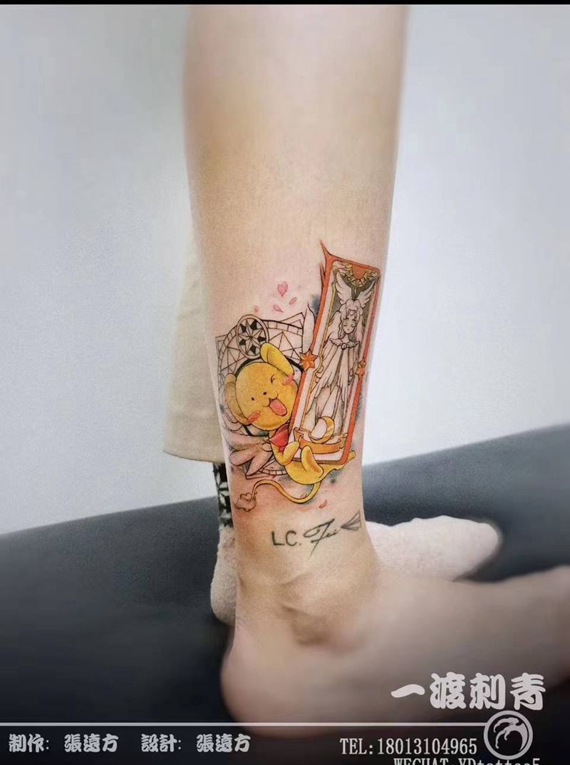 小可纹身图片_腿部New School纹身图案