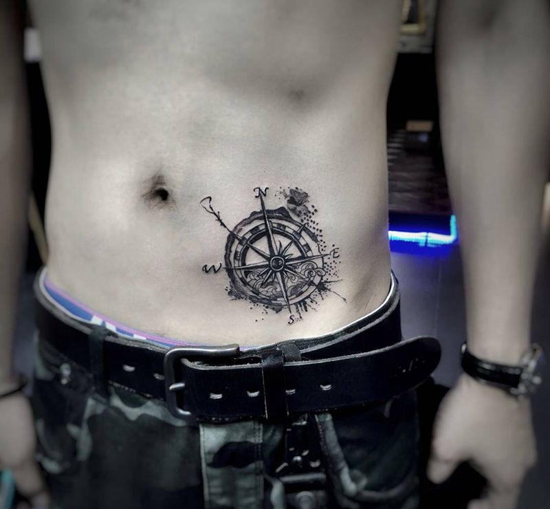 指南针纹身图片