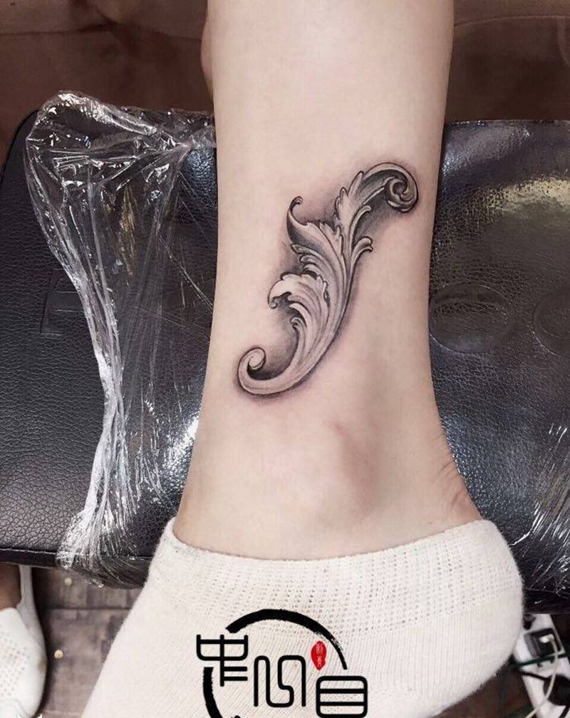 花纹身图片_腿部纹身图案