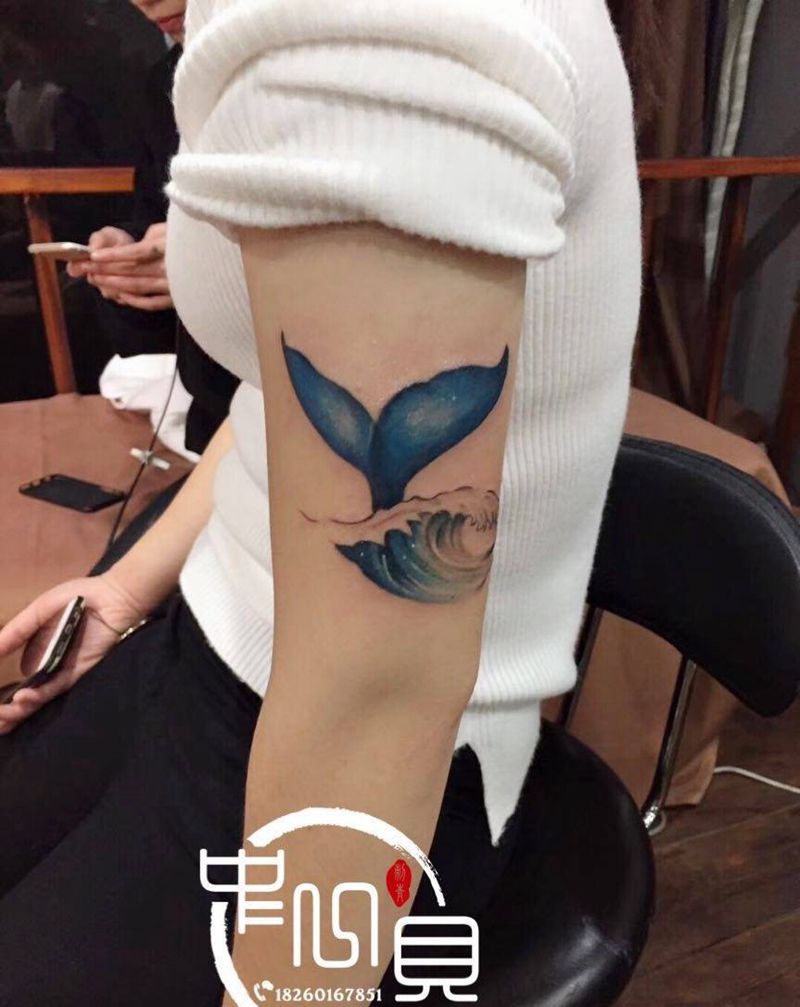 如鲸向海纹身图片_手臂纹身图案
