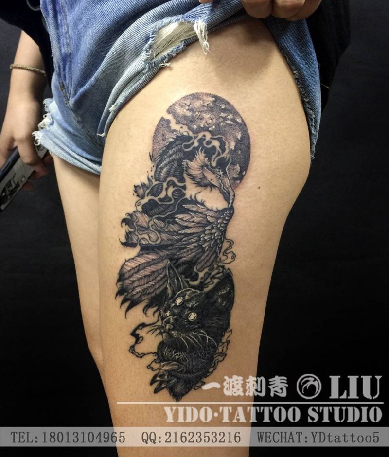 暗黑猫咪纹身图片