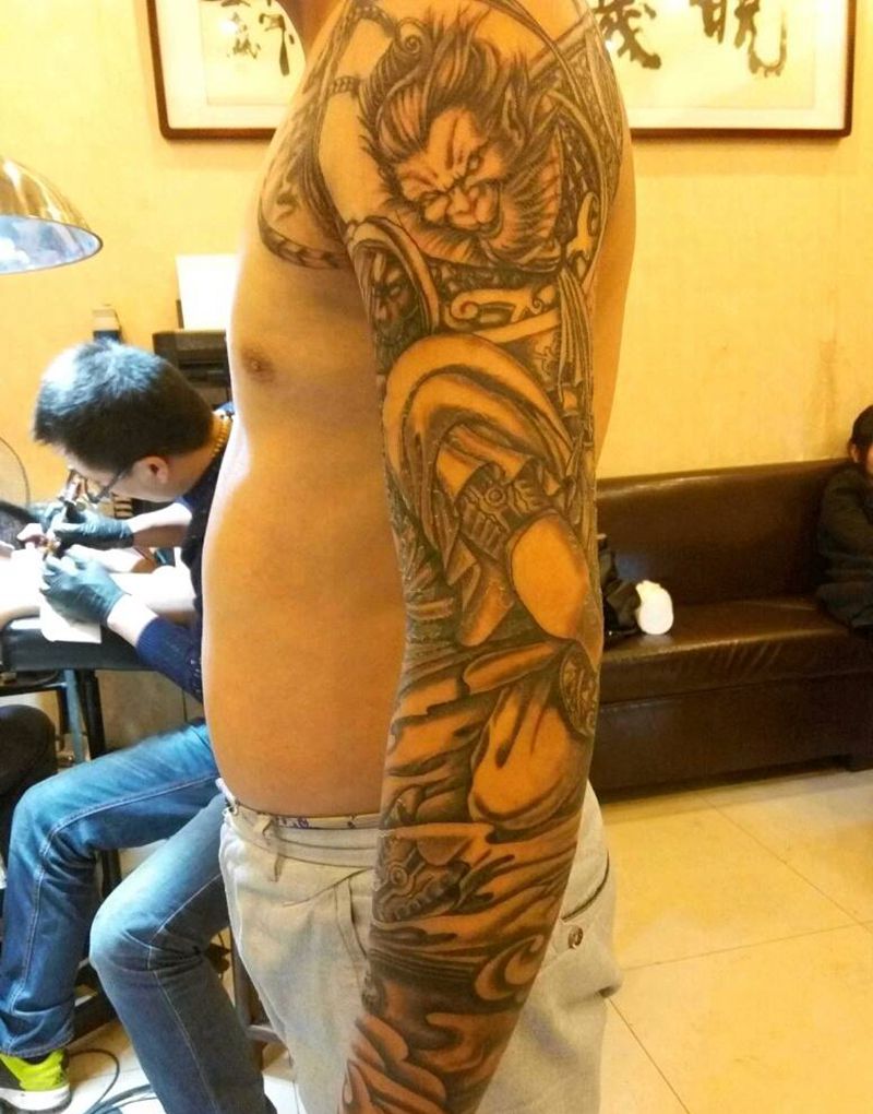 齐天大圣纹身图片_手臂传统人物鬼神成品纹身图案