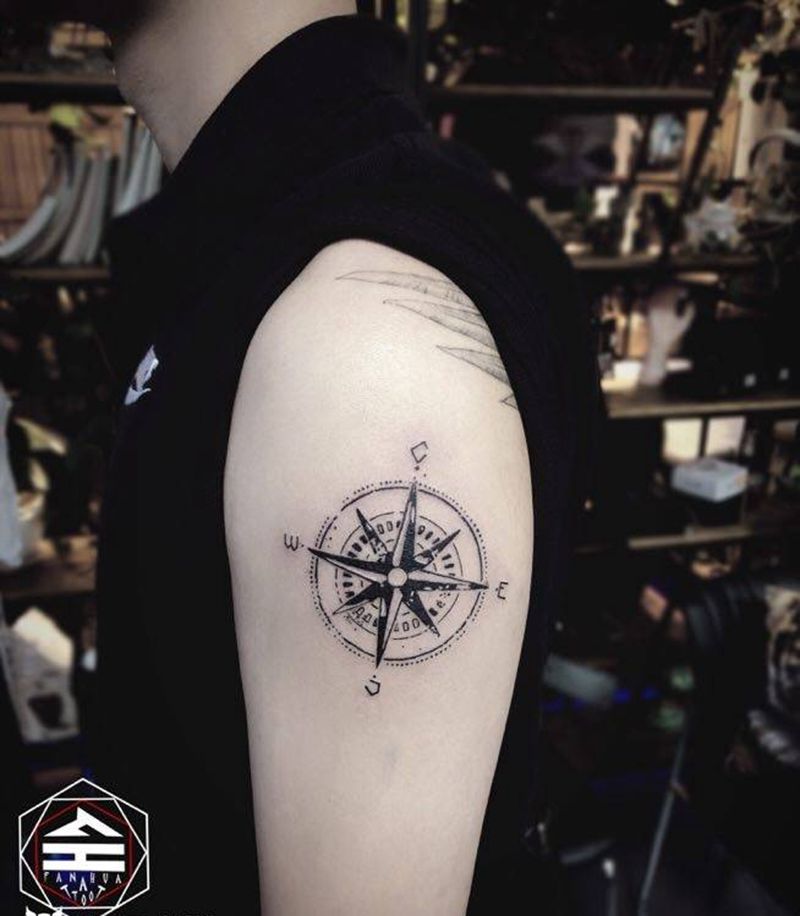 指南针纹身图片