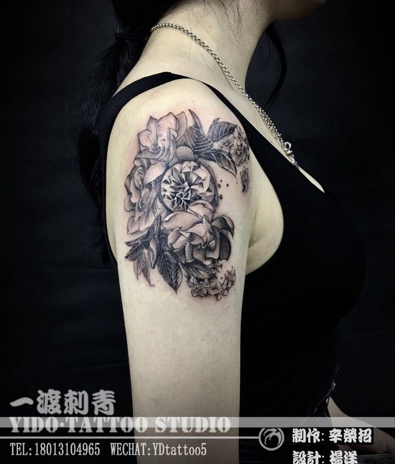 栀子花纹身图片