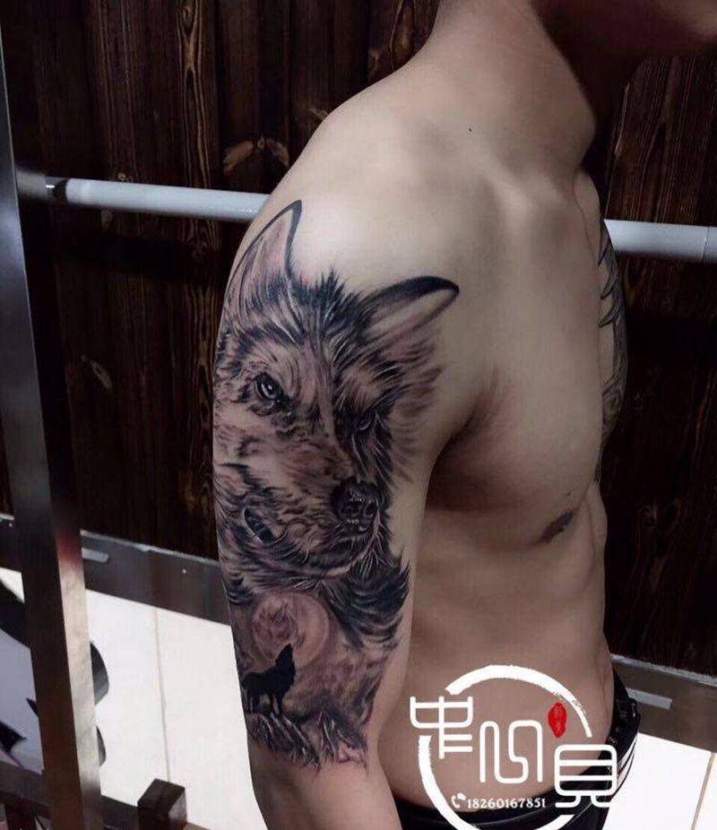 狼纹身图片_手臂纹身图案