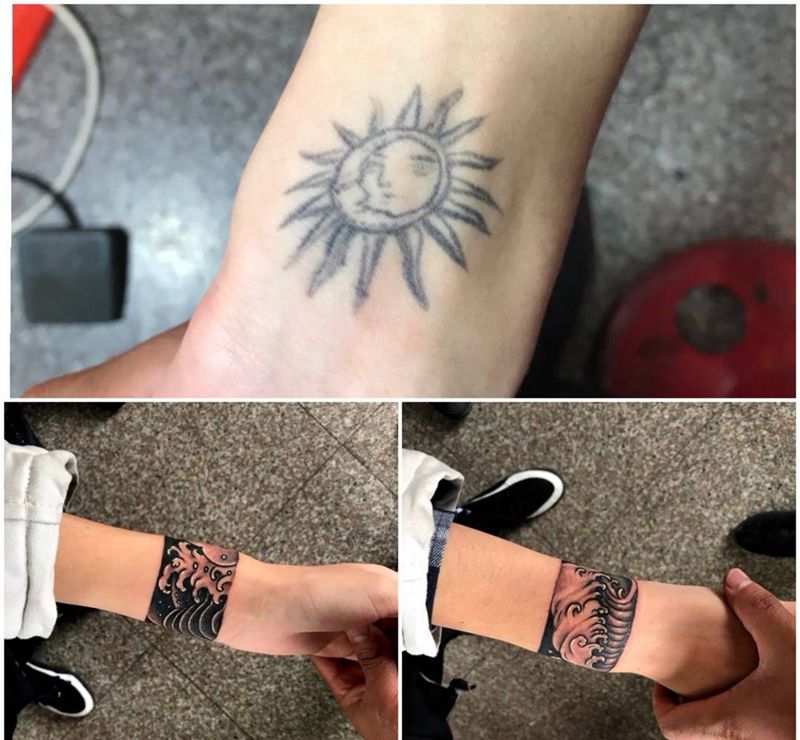 老纹身遮盖纹身图片