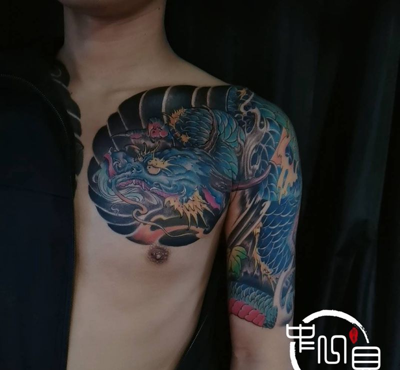 新传统龙纹身图片_手臂纹身图案