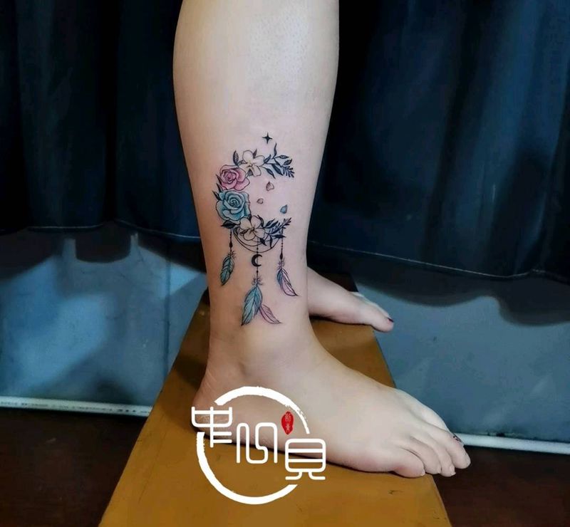 花纹身图片_腿部纹身图案