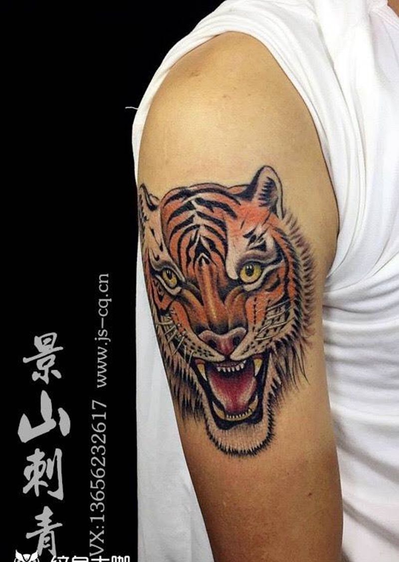 老虎头纹身图片
