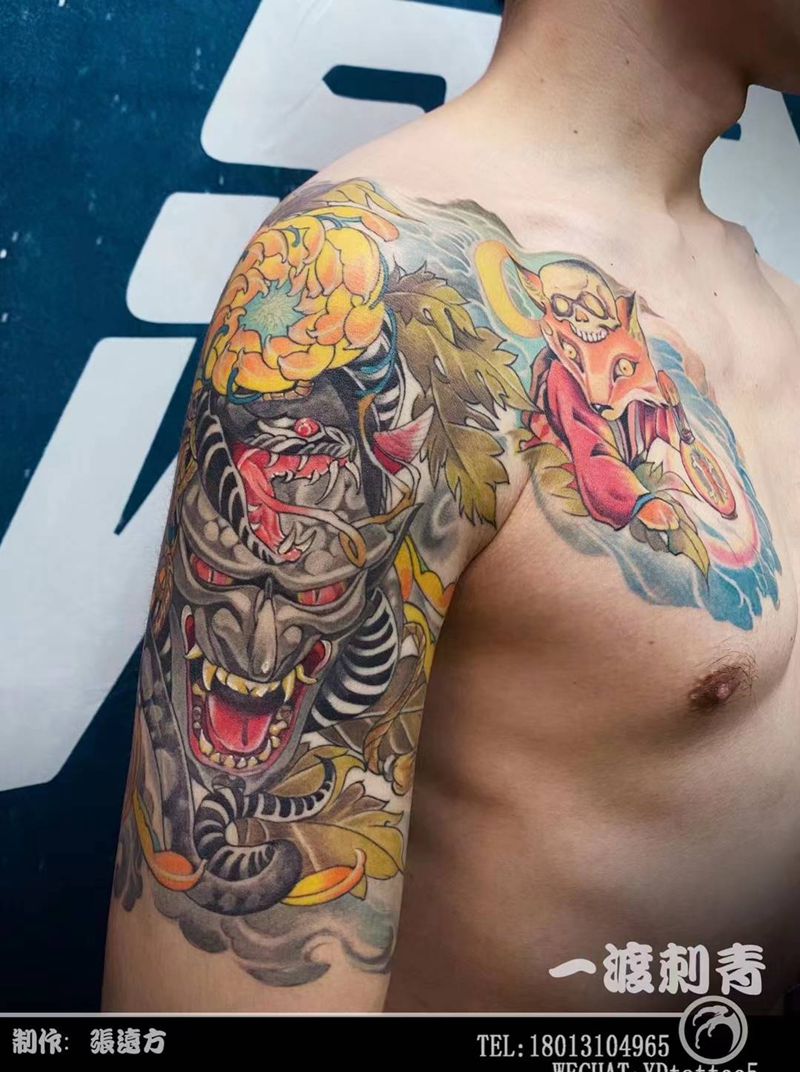 般若纹身图片_手臂胸部新传统纹身图案