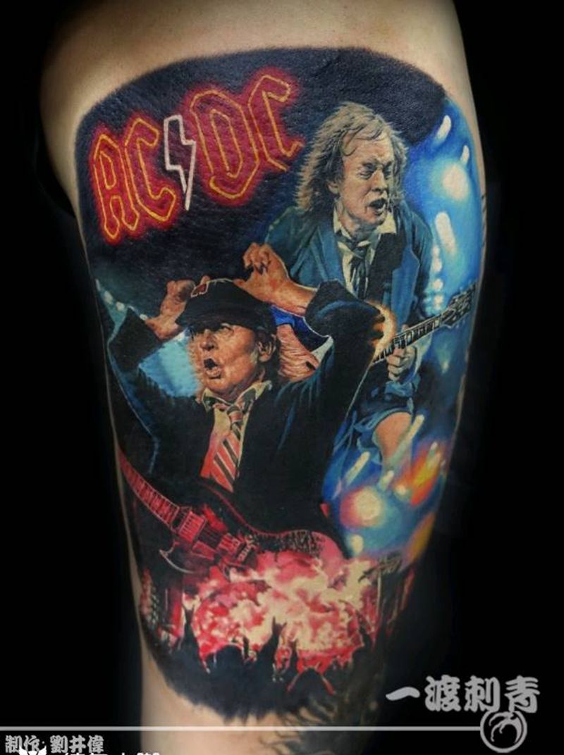 摇滚摇滚纹身图片_腿部欧美写实纹身图案