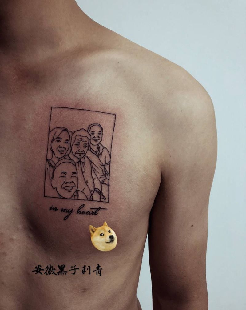 家庭速写纹身图片