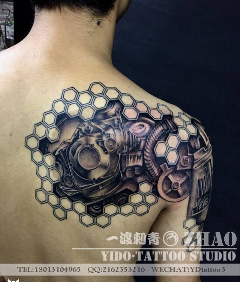 机械纹身图片