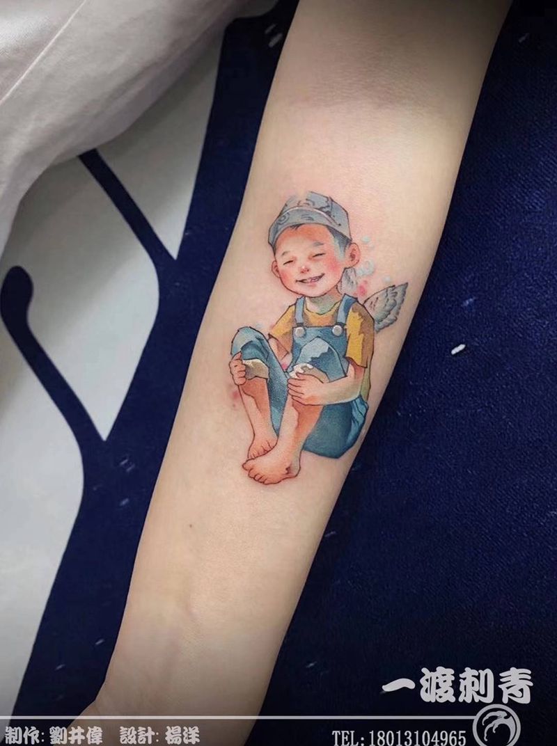 宝宝插画纹身图片_手部New School纹身图案