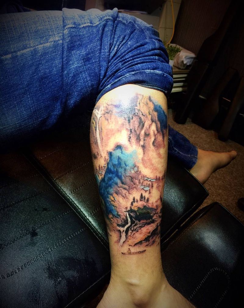 包小腿纹身图片