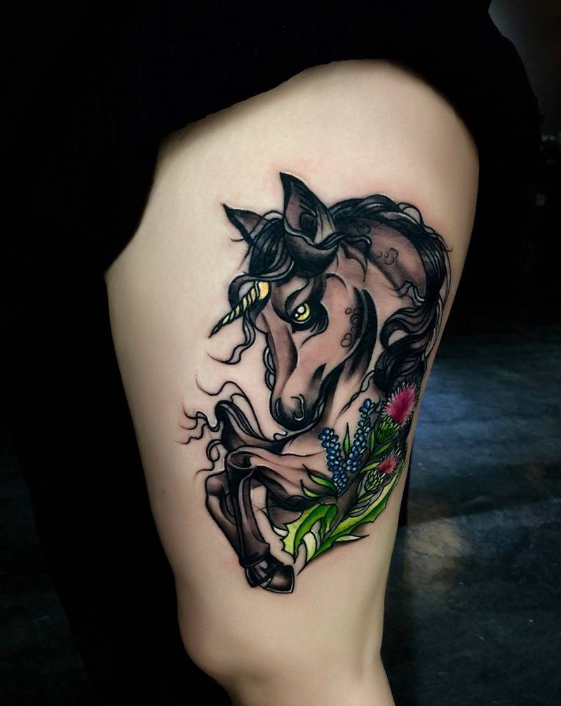 0纹身图片_动物欧美腿部纹身图案