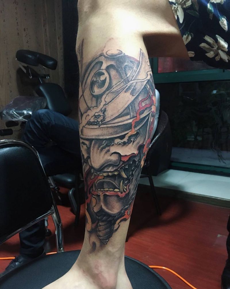 小腿 武士纹身图片