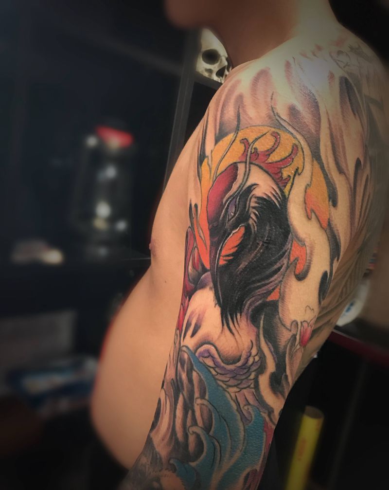 花臂纹身图片_手臂新传统纹身图案