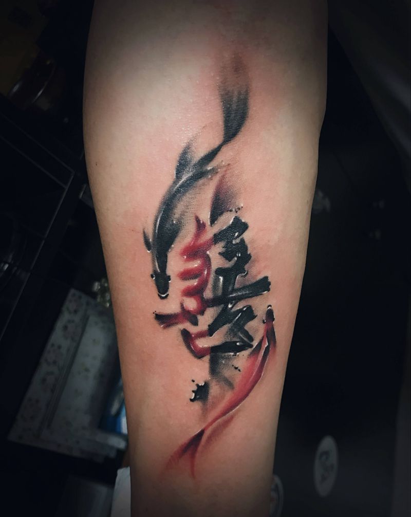 小臂 善恶纹身图片_手臂水墨纹身图案