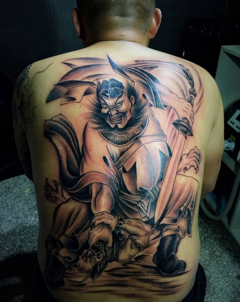 后背钟馗纹身图片