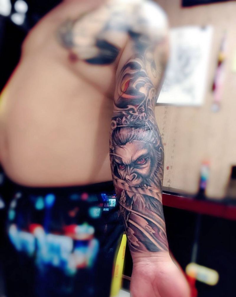 包小臂 拼接花臂纹身图片