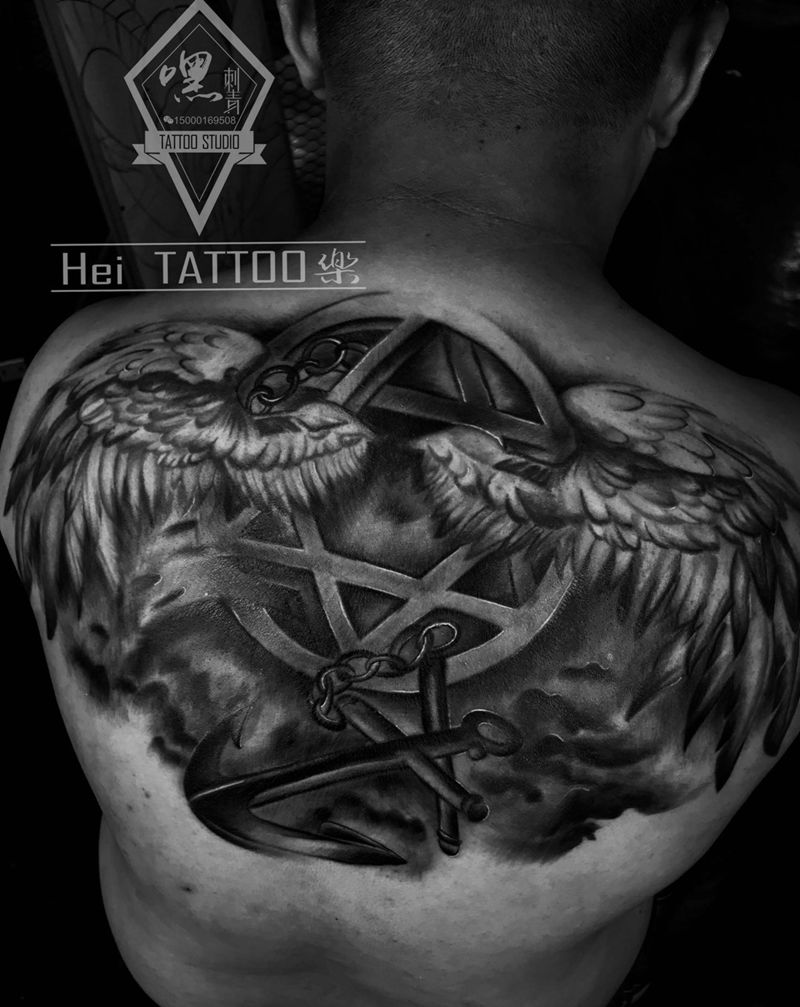 欧美纹身图片_手稿欧美背部原创纹身图案