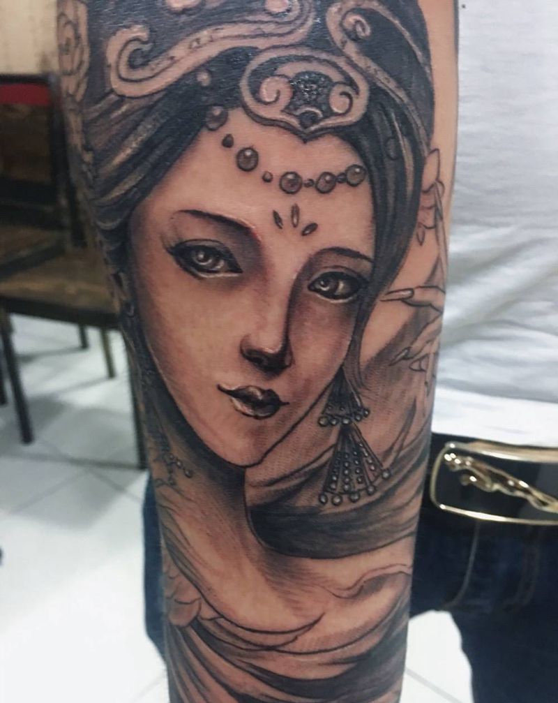 小臂艺妓纹身图片