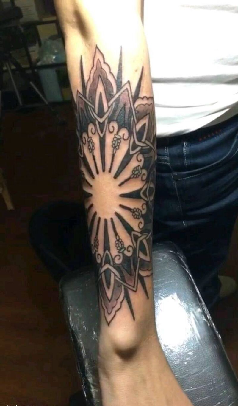 曼陀罗包小臂纹身图片
