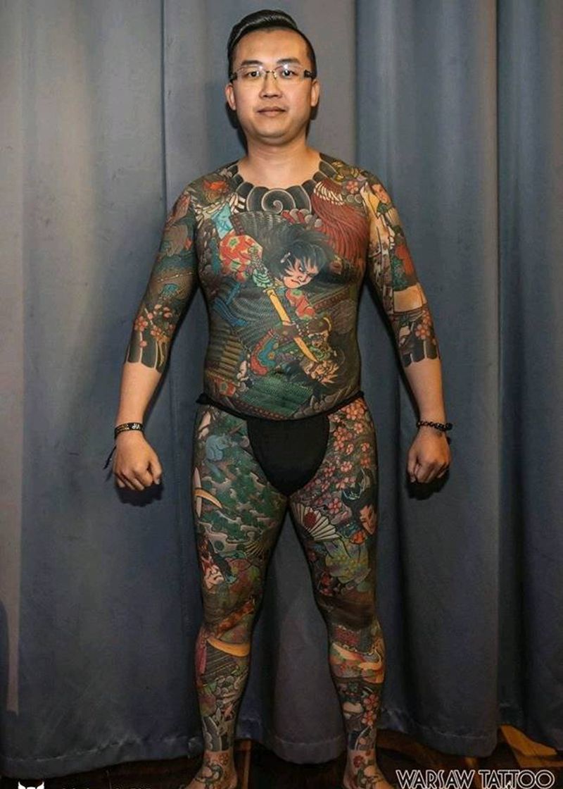 台灣刺魔彫暉刺青纹身图片_背部胸部老传统纹身图案