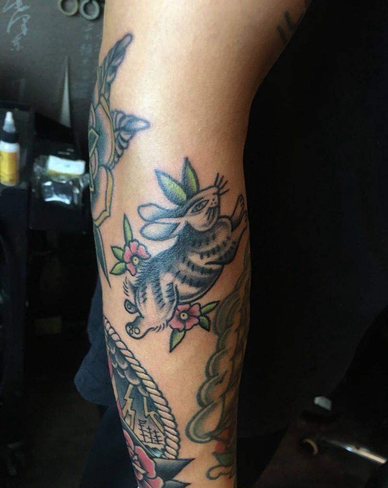 old school拼接花臂纹身图片_手臂腿部Old SchoolNew School拼接花臂纹身图案