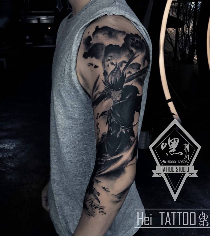 齐天大圣水墨纹身图片