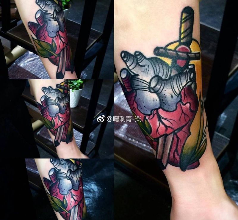 小心脏纹身图片_肖像原创欧美成品纹身图案