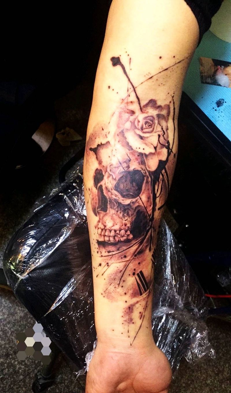 小臂骷髅纹身图片