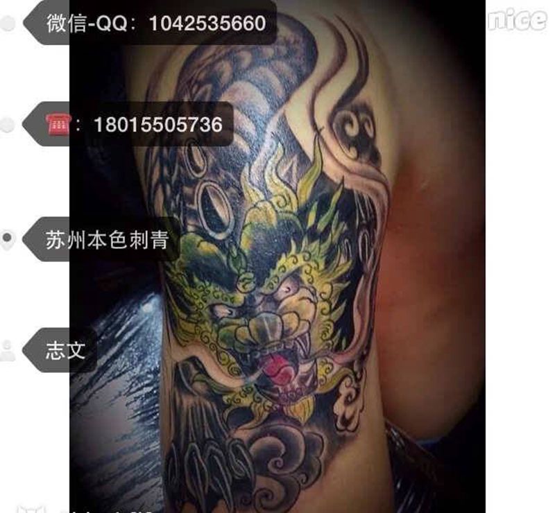 貔貅遮盖图腾纹身图片_貔貅成品手臂传统动物纹身图案