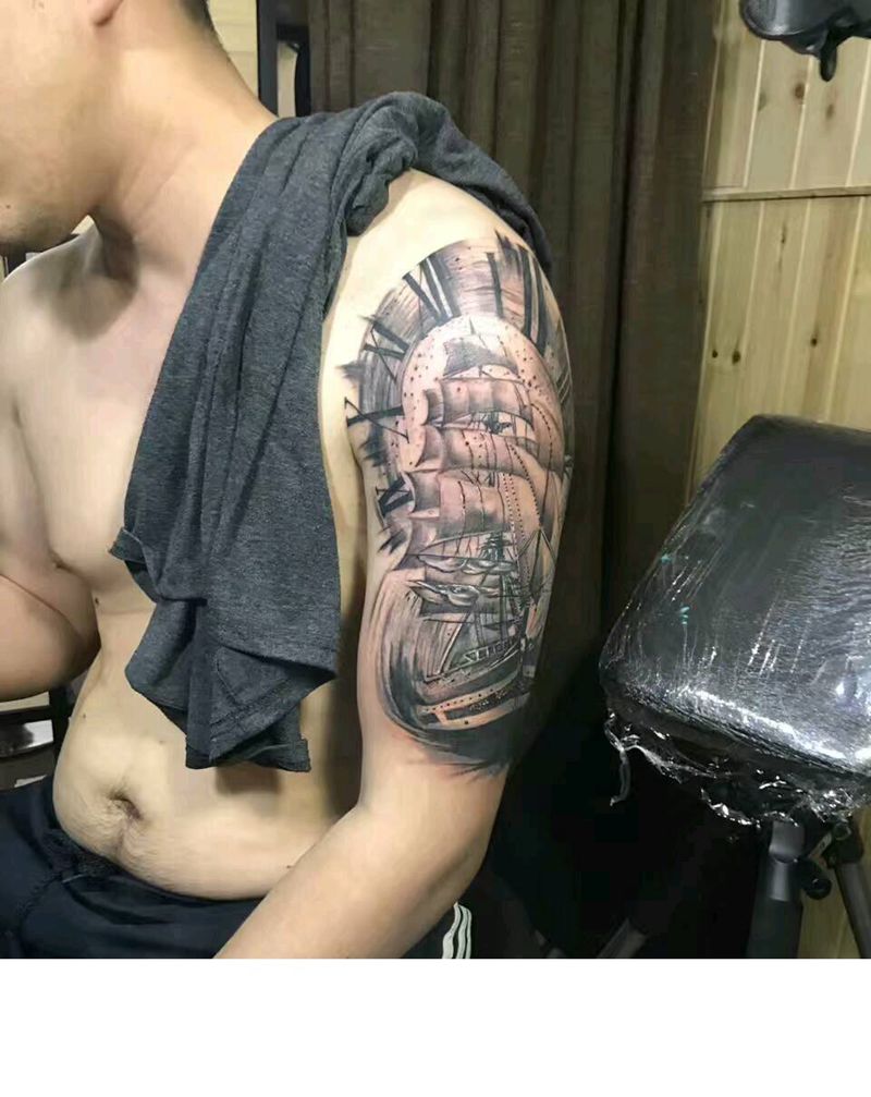 欧美大帆船纹身图片