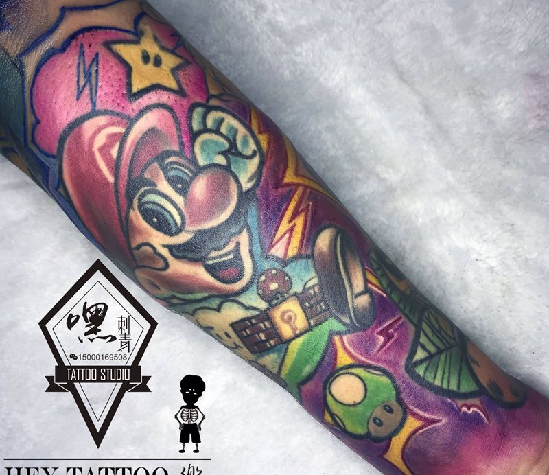 马里奥纹身图片