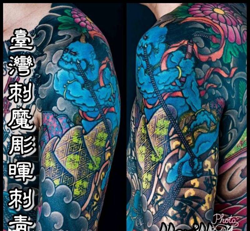 風神，雷神~纹身图片_手臂手部老传统纹身图案