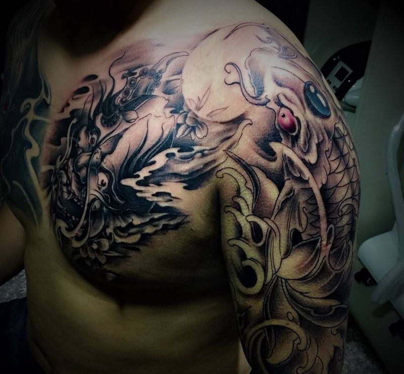 般若 魚纹身图片