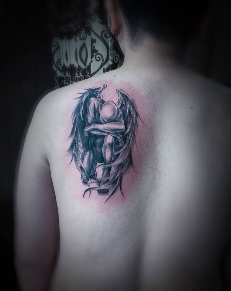 背部 天使纹身图片