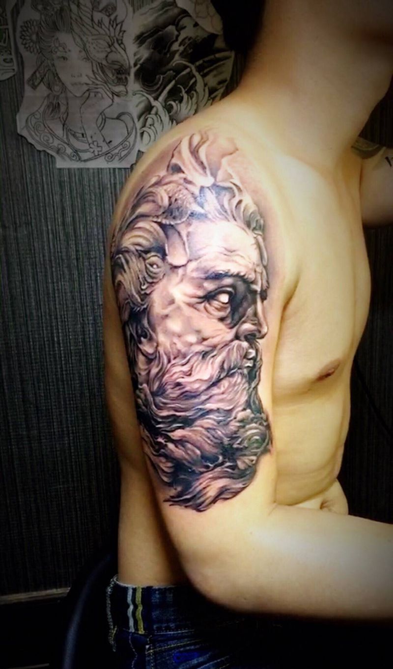 海神波塞冬纹身图片