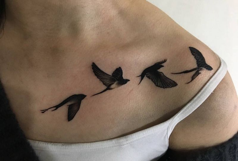 燕子纹身图片_成品腰部肩部胸部习俗国画传统清新动物原创纹身图案