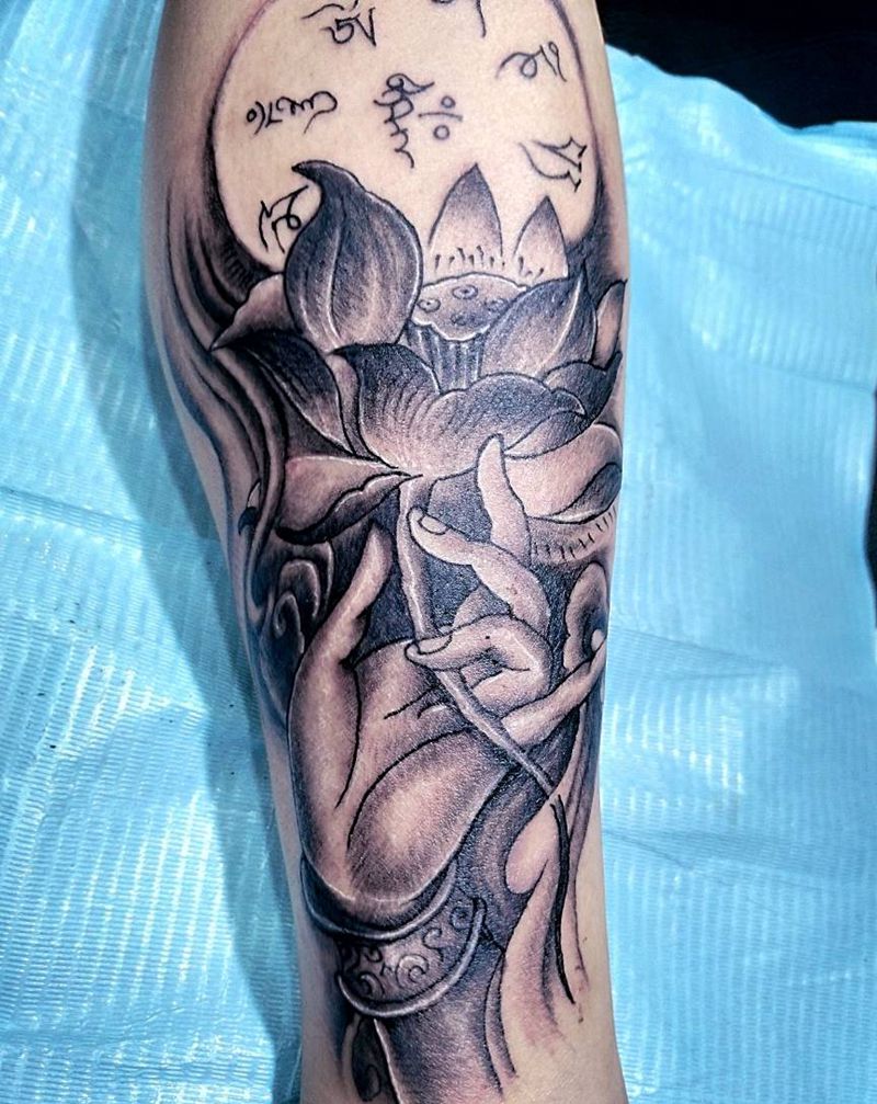 愿做菩萨那朵莲纹身图片