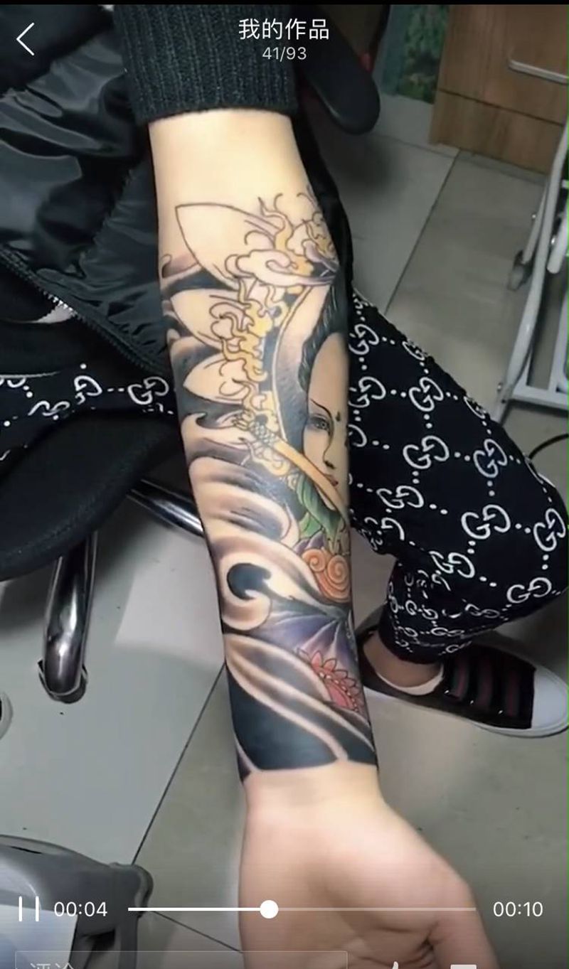 艺伎纹身图片_手臂新传统纹身图案