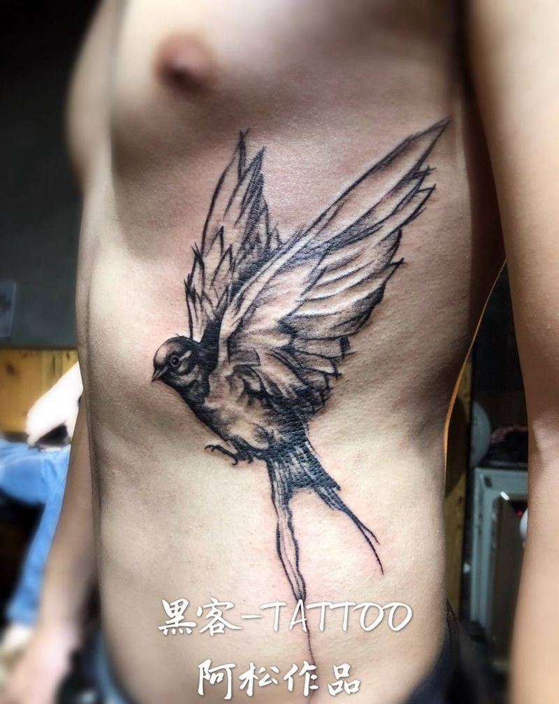 素描风鸟纹身图片