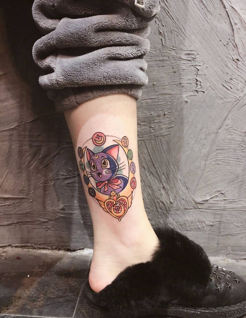 少女心露娜纹身图片_腿部New School纹身图案