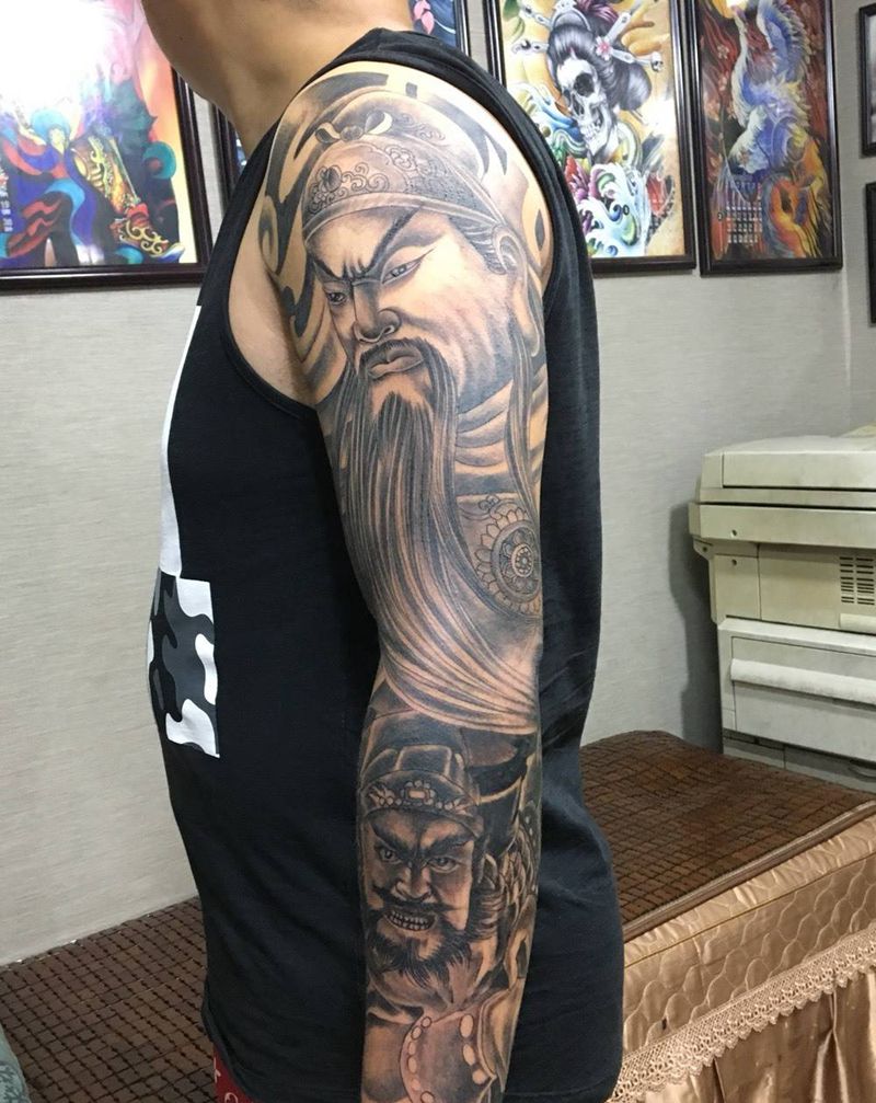 三国花臂纹身图片